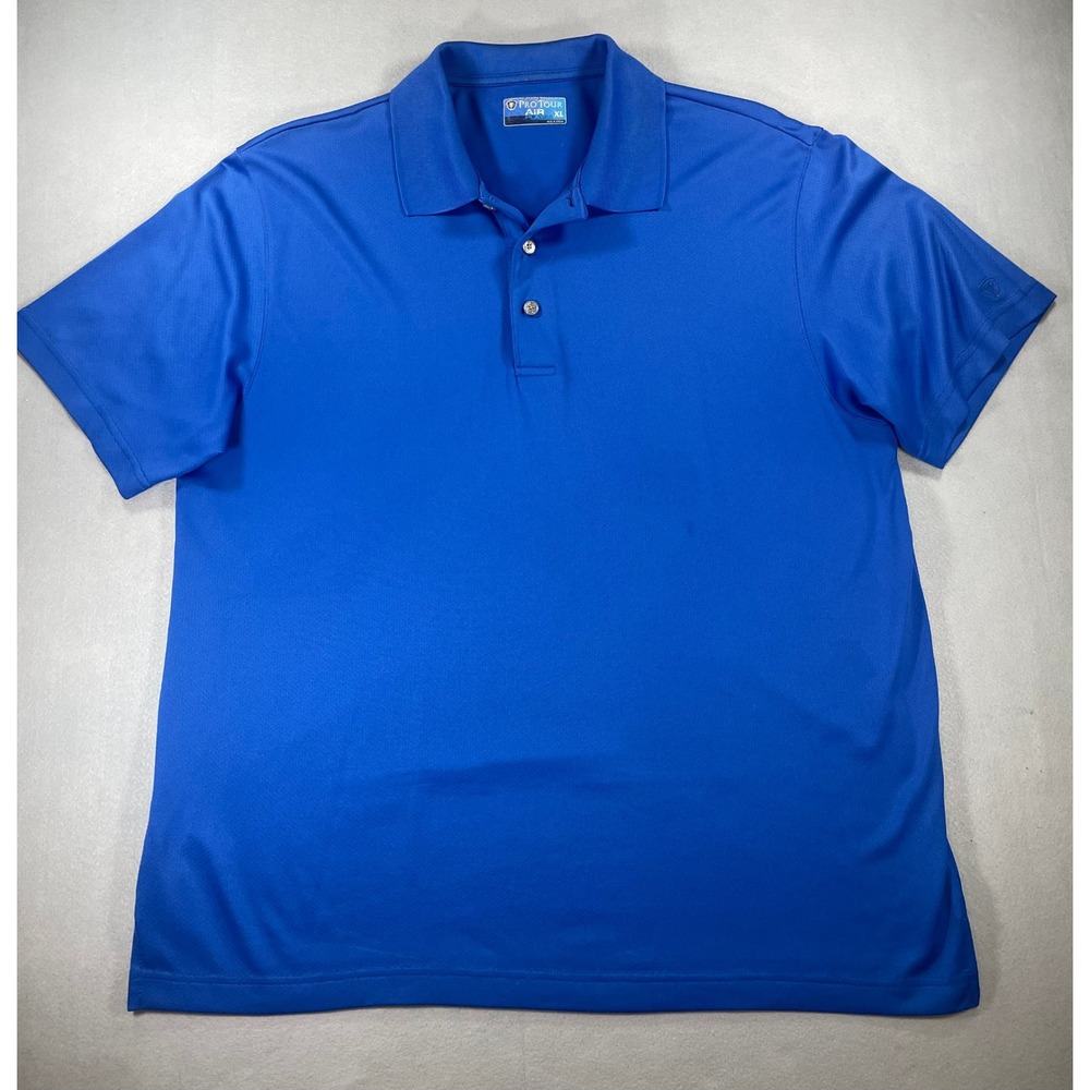 Pro Tour Air Play Mens‎ XL Blue Performance Golf Polo Shirt Short Sleeve Mesh